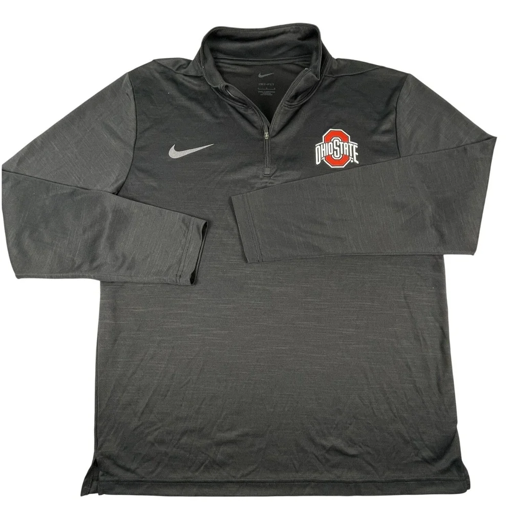 Nike Pullover Mens L Gray Ohio State Buckeyes Quarter Zip Dri-FIT Athletic